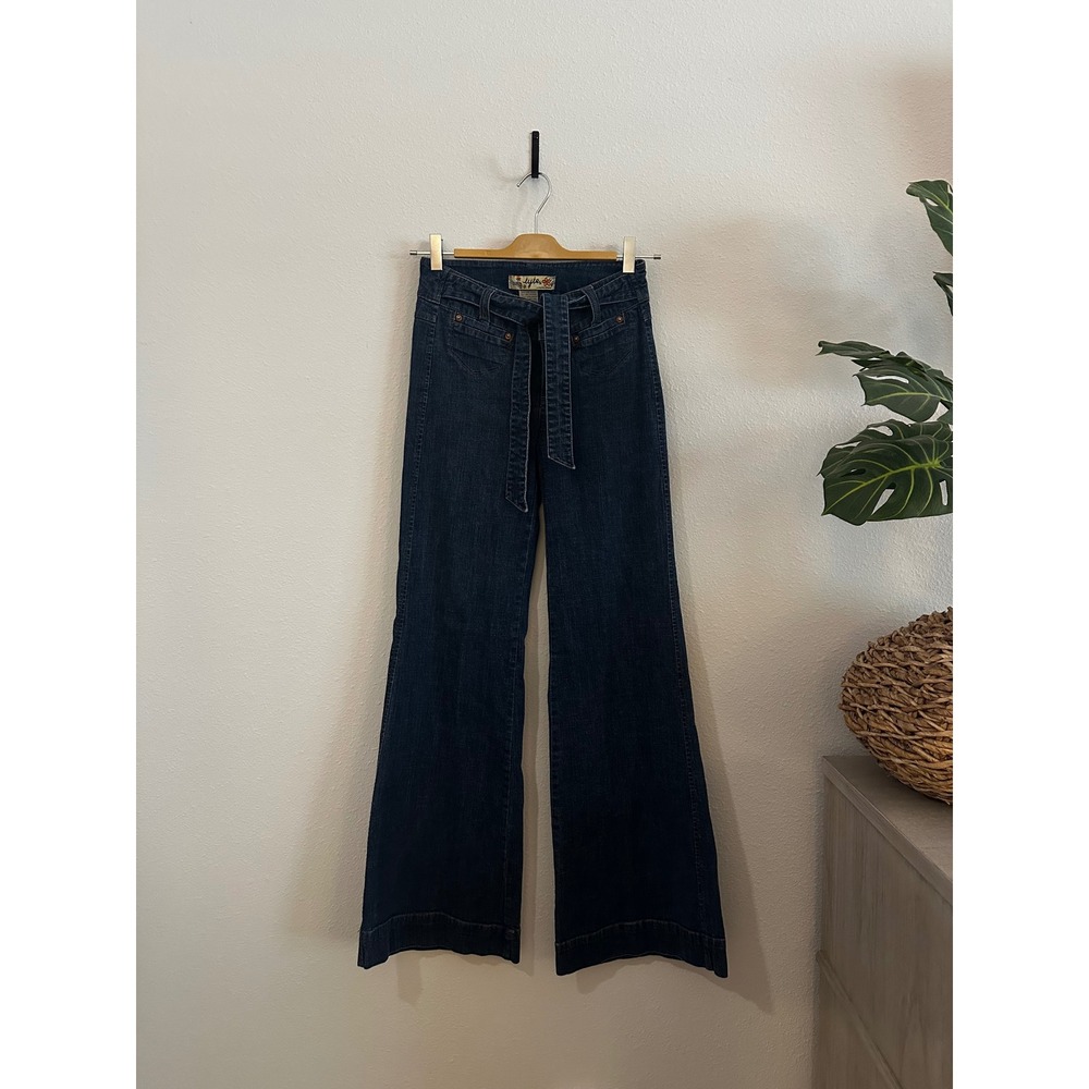 VTG Tyte Women's‎ Dark Wash Wide Leg Belted Denim Jeans Size 3